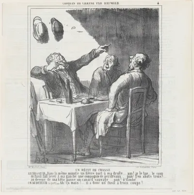 Hunters' tales, from 'Hunting sketches,' published in Le Charivari, October 29, 1864