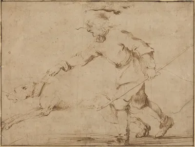 Huntsman with a Hound on a Leash