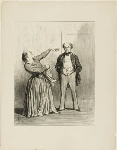 “- Husbands are really not what a vain people likes to believe!,” plate 3 from Les Divorceuses