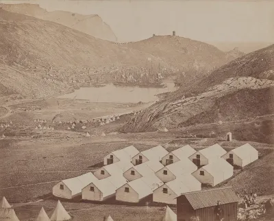 Hutted Camp with Balaclava Harbor in Distance