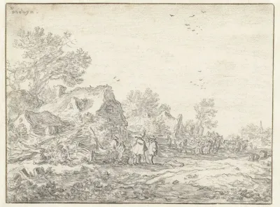 Hutten langs een weg