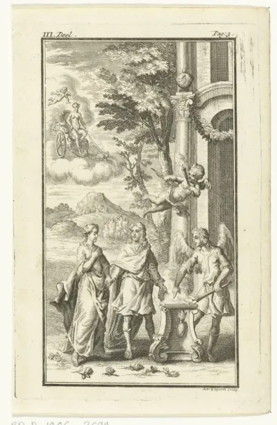 Huwelijksscène met Venus en Amor