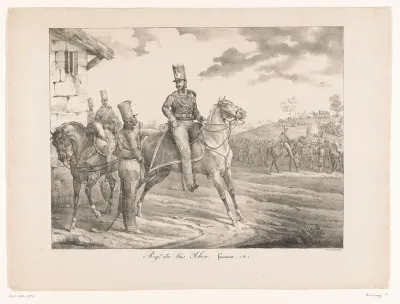 Huzaren te paard uit het regiment Bas-Rhin