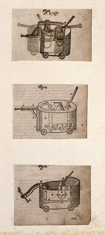 Hydraulics: three fire-engines [?]