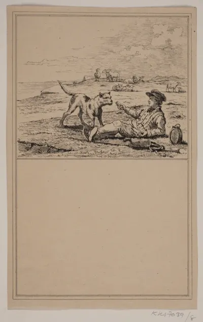 Hyrden og hunden. Nr. 7 i Chr. Winther og M. Rørbye, "25 Billeder for små børn"