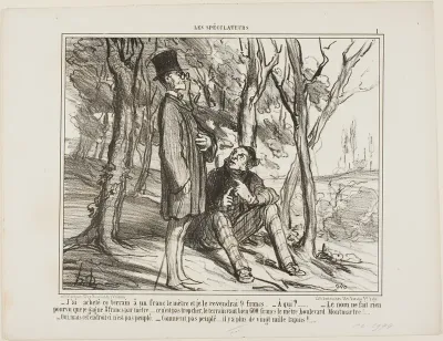 “- I bought this ground at 1 franc per square meter, and I'll sell it again at 9 francs. - To whom? - The name does not matter as long as I make 8 francs on the square meter... after all, it's not excessive, a square meter on the Boulevard Montmartre