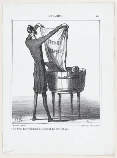 I can wash as much as I want, the old color won't come back, from 'News of the day,' published in Le Charivari, March 8, 1869