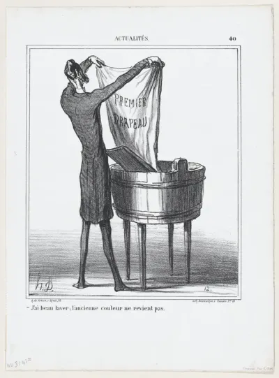 I can wash as much as I want, the old color won't come back, from 'News of the day,' published in "Le Charivari"
