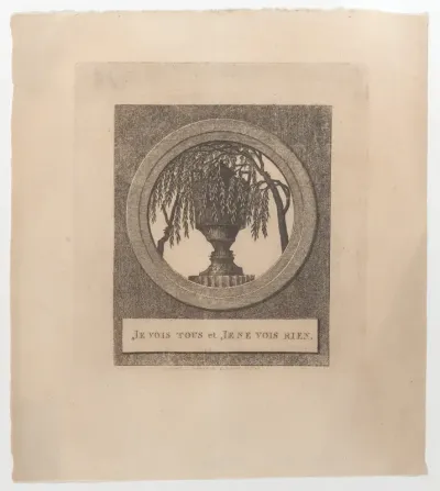 I see everything and I see nothing (Je vois tout et je ne vois rien), with hidden silhouettes of the French royal family