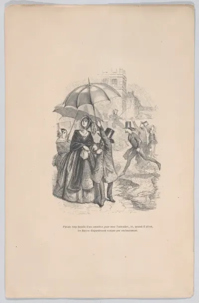 I was in too much need of an omnibus, but as soon as it starts raining, they all seem to disappear as if by magic, from "Little Miseries of Human Life"