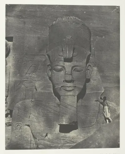 Ibsamboul, Colosse Médial (Enfoui) du Spéos de Phrè Nubie, Palestine et Syrie, plate 106 from the album "Egypte, Nubie, Palestine et Syrie" (1852)