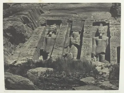 Ibsamboul, Partie Méridionale Du Spéos D'Hathor; Nubie, plate 110 from the album "Egypte, Nubie, Palestine et Syrie" (1852)
