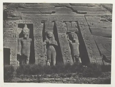 Ibsamboul, Partie Septentrionale Du Spéos D'Hathor; Nubie, plate 108 from the album "Egypte, Nubie, Palestine et Syrie" (1852)