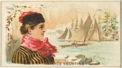 Ice Yachting, from the Games and Sports series (N165) for Old Judge Cigarettes
