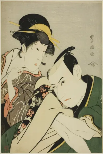 Ichikawa Yaozo lll in the Role of Takebe Genzo and Iwai Kiyotaro in the Role of Tonami