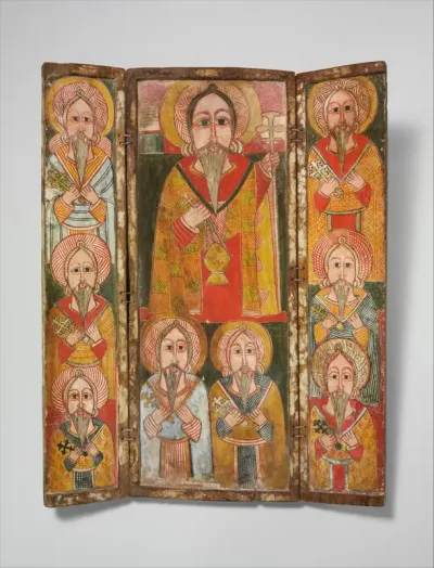 Icon triptych of Ewosṭatewos and eight of his disciples