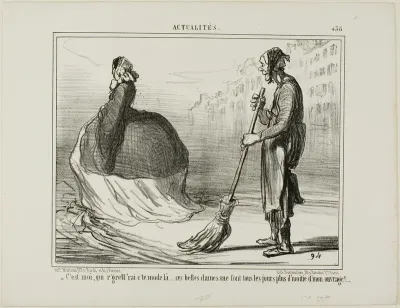 “- I'd regret if this mode gets to be out of fashion one day... these ladies are doing half of my job!,” plate 438 from Actualités