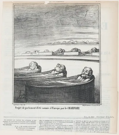 Idea for summer parliament submitted to Europe by the Charivari, from 'News of the day,' published in Le Charivari, July 13, 1868