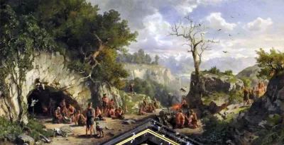 Ideal picture from the Stone Age - cave dwellers.