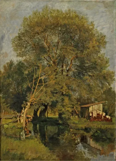 Idyllische Stimmungslandschaft mit Bachlauf