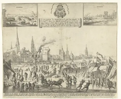 IJsvermaak op de bevroren Schelde te Antwerpen, 1684