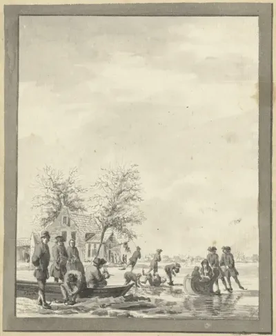 IJsvermaak op het Buiten Spaarne bij Haarlem bij de Herberg
