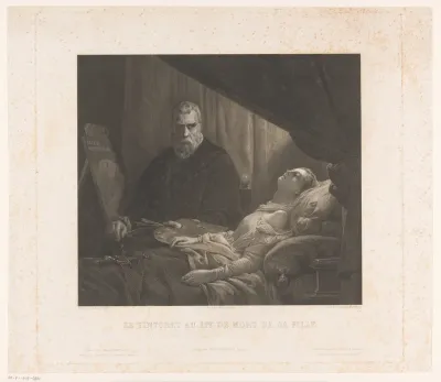 Il Tintoretto portretteert zijn dochter op haar sterfbed