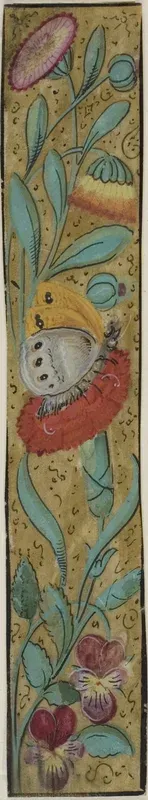 Illuminated Border with Moth and Flowers
