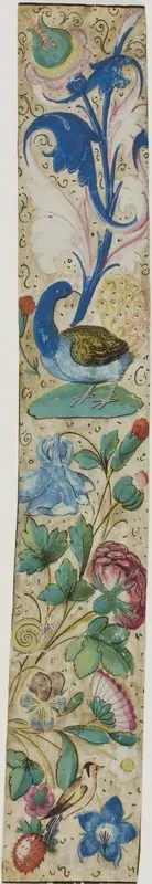 Illuminated Border with Peacock, Bird, Snail, Fruit and Flowers
