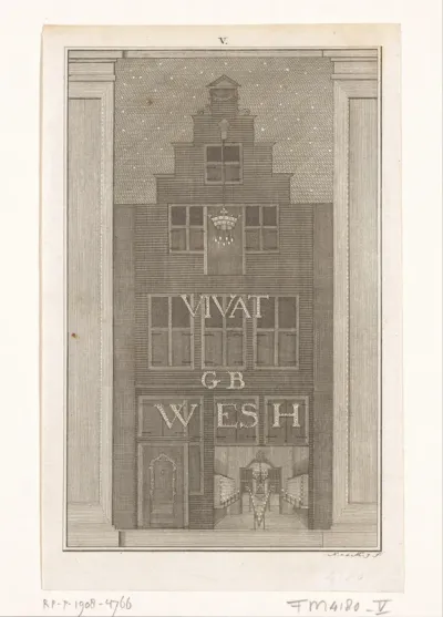 Illuminaties van het huis van de heer Lelijveld op de Herengracht te Leiden, 1766