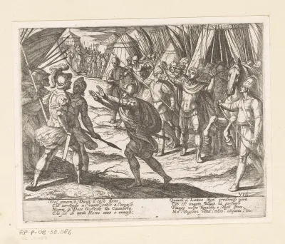 Illustratie bij Canto VIII van Tasso's 'Gerusalemme Liberata'