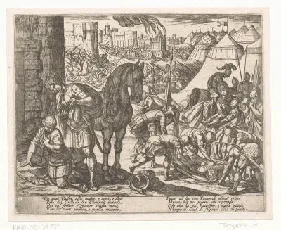 Illustratie bij Canto XII van Tasso's 'Gerusalemme Liberata'
