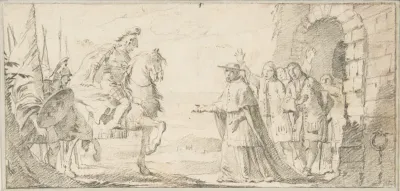 Illustration for a Book: Cardinal Receiving a General at a City Gate