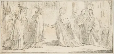 Illustration for a Book: Meeting Between a Pope and Doge