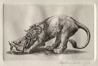Illustration for "Peronnik the Fool":  A Lion Tearing at a Sack