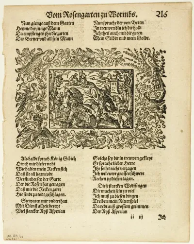 Illustration from Heldenbuch, plate 32 from Woodcuts from Books of the XVI Century