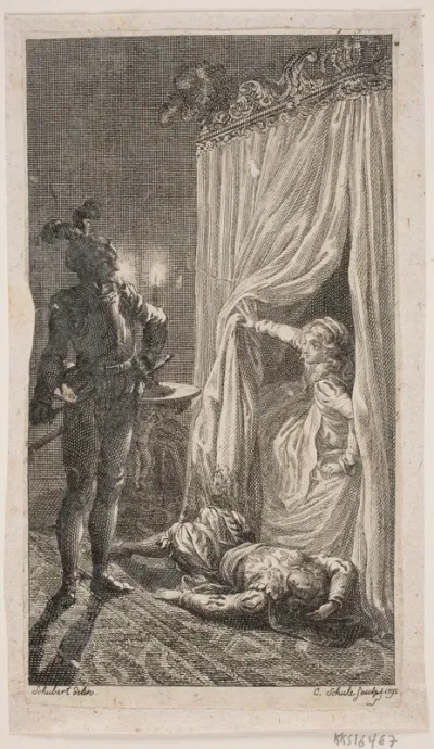 Illustration med sovekammerscene