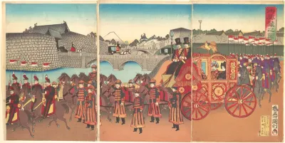 Illustration of the Imperial Carriage (Gohōren no zu) — Utagawa Kunitoshi Kanvas Tablo