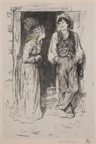 Illustration til "Askeladden som fik prinsessen til at løgste sig"