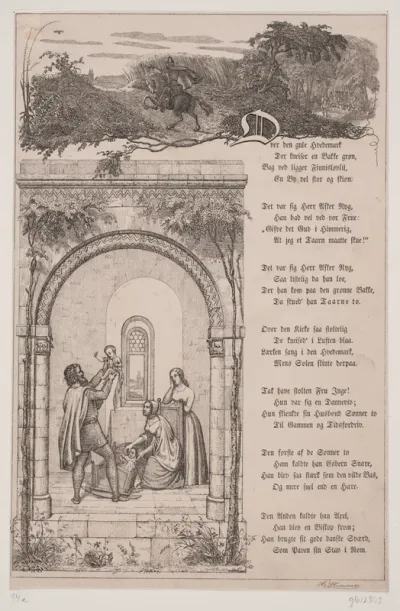 Illustration til "De Tvende Kirketaarne", digt af A. Oehlenschläger