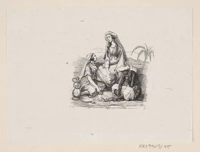 Illustration til "Den flyvende Kuffert" i H.C. Andersen, "Eventyr og Historier", Bind 1