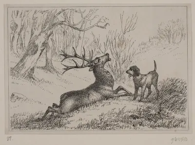 Illustration til digtet "Hjorten" af Gotfred Rode