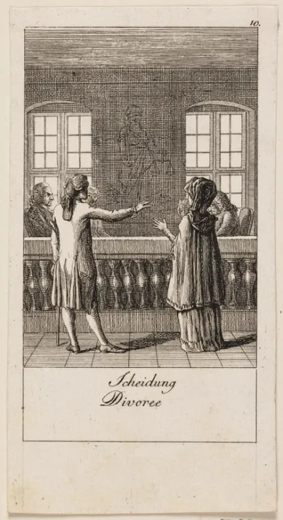 Illustration til giftermålets årsager og følger (Scheidung Divoree)