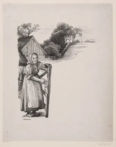 Illustration til H. V. Kaalunds digt "Konen ved Ledet i Frederiksdal"