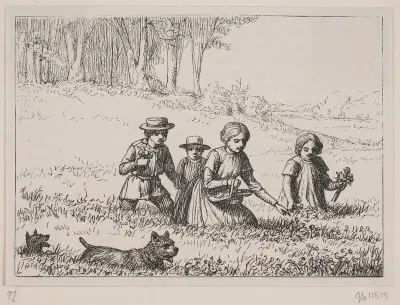 Illustration til "I Engen", digt af Christian Richardt