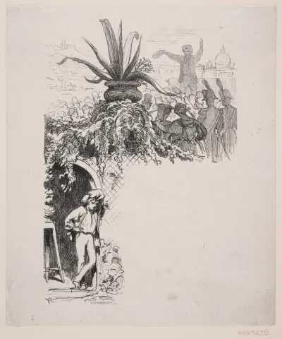 Illustration til Jonas Lies fortælling "Antonio Banniera"