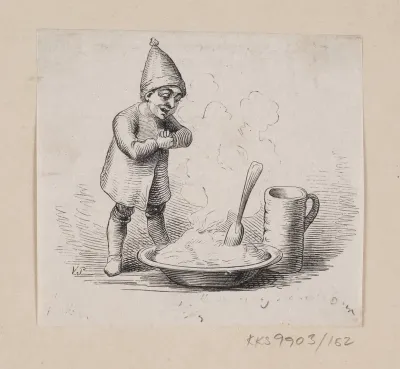 Illustration til "Nissen hos Spekhøkeren" i H.C. Andersen, "Eventyr og Historier", Bind 2