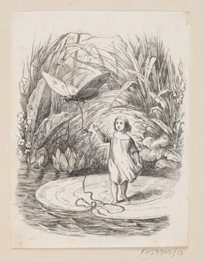 Illustration til "Tommelise" i H.C. Andersen, "Eventyr og Historier", Bind 1