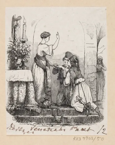 Illustration til "Venskabs-Pagten" i H.C. Andersen, "Eventyr og Historier", Bind 1
