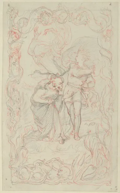 Illustration to the Tempest: Caliban, Ferdinand and Ariel